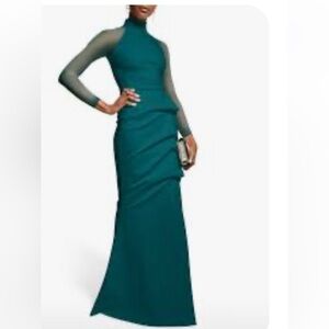 Chiara Bono la petite robe Maylys Mock-Neck Long-Sleeve Illusion Gown